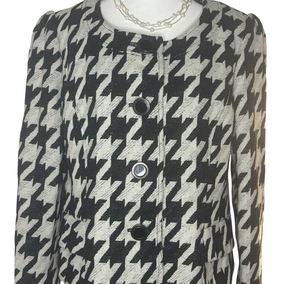 Kasper Houndstooth Blazer Womens Size 12 Black White Textured Career Jacket NWT - Picture 3 of 10